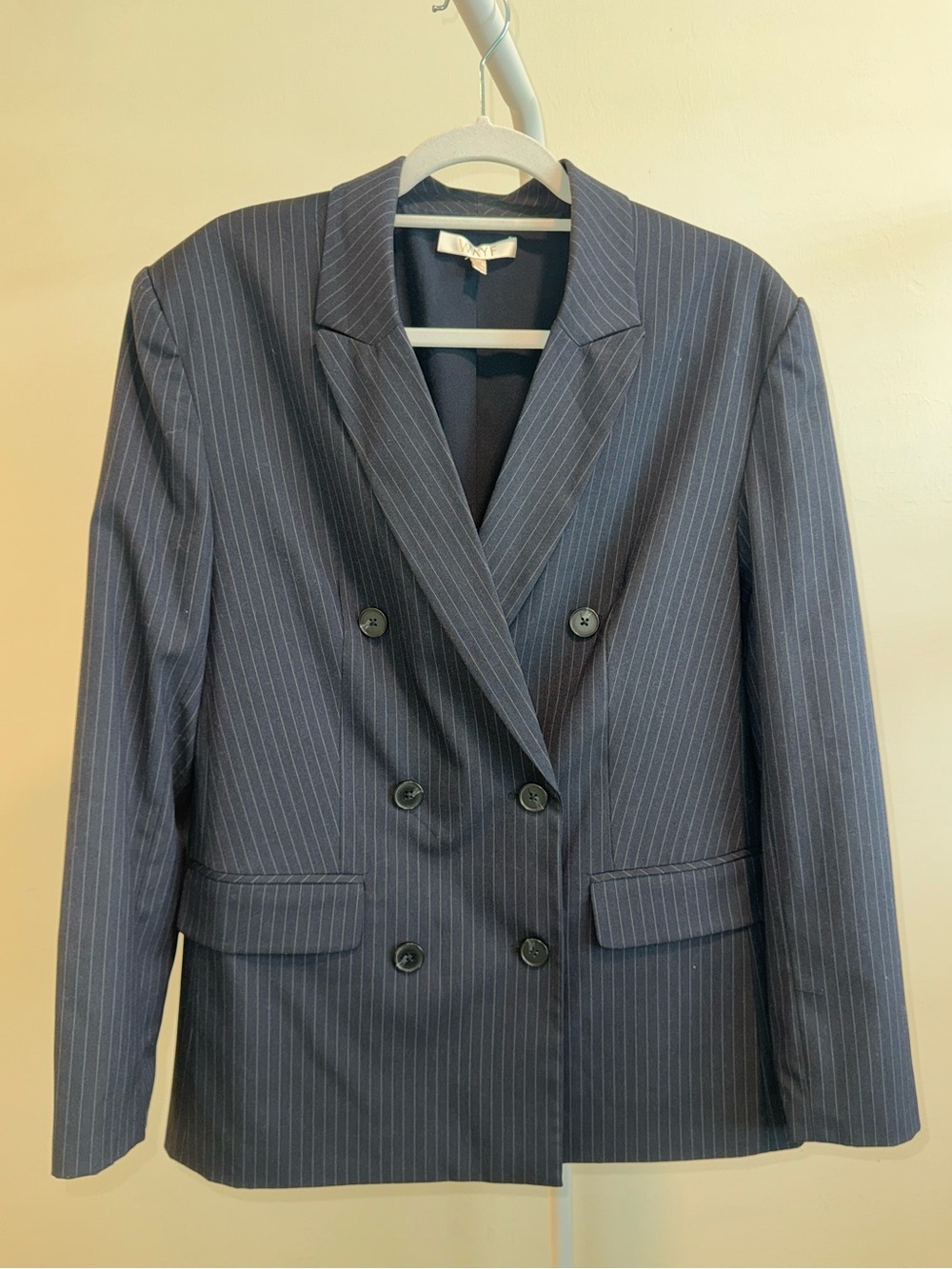 Wayf Pinstripe Double-Breasted Navy Blazer- Women’s M